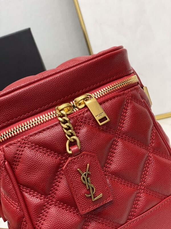 YSSL  Vanity Bag In Carr??-Quilted Grain De Poudre Red For Women 6.4in/16.5cm YSL 649779DME276805 - Image 4