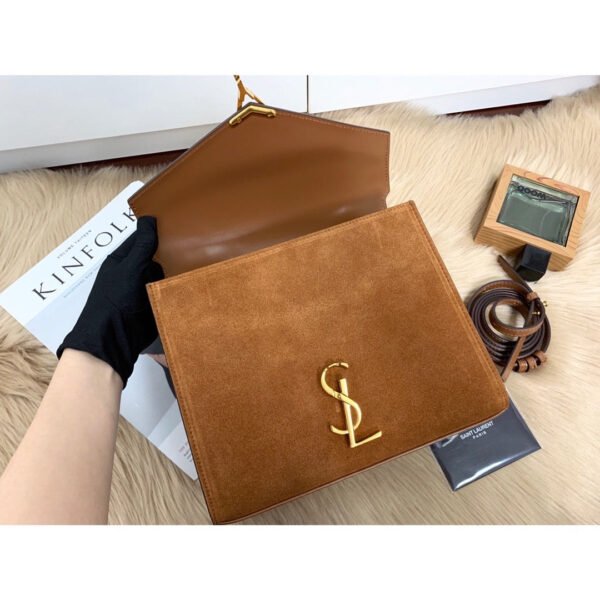 YSSL Cassandra Medium Top Handle Bag In Box And Velvet Brown For Women 9.6in/24.5cm YSL - Image 7
