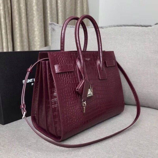 YSSL Sac De Jour Small In Embossed Crocodile Burgundy For Women 12.5in/32cm YSL - Image 7
