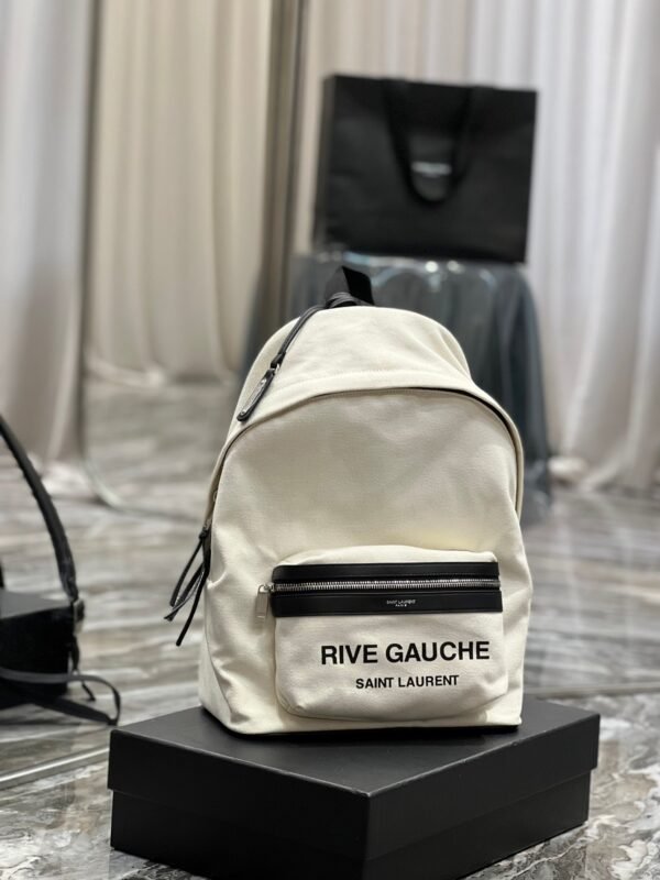 YSSL City Backpack In Canvas Unisex For Women 13.8in/35cm White YSL - Image 4