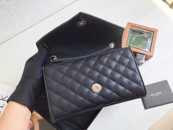 YSSL Envelope Small Bag In Mix Matelass?? Grain De Poudre Black For Women 8.2in/21cm YSL 600195BOW921000 - Image 3