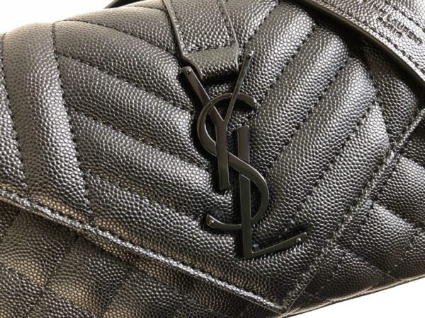 YSSL Envelope Small Bag In Mix Matelass?? Grain De Poudre Black For Women 8.2in/21cm YSL 600195BOW981000 - Image 4