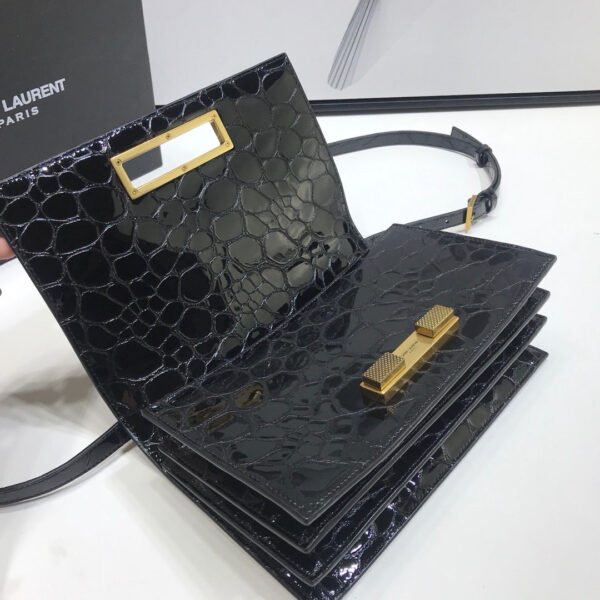 YSSL Cassandra Small Crossbody Bag With Stone Print Black For Women 7.4in/19cm YSL - Image 9