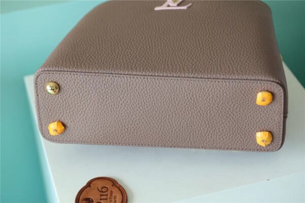 LV Capucines BB Taurillon Smokey Brown Green/ Creme/ Pink For Women, Women's Bags, Shoulder And Crossbody Bags 10.6in/27cm LV - Image 2