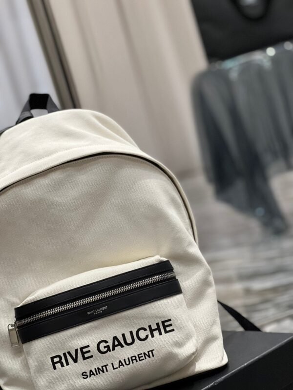 YSSL City Backpack In Canvas Unisex For Women 13.8in/35cm White YSL - Image 3