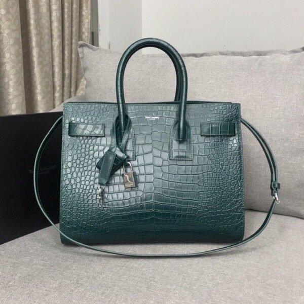 YSSL Sac De Jour Small In Embossed Crocodile Green For Women 12.5in/32cm YSL