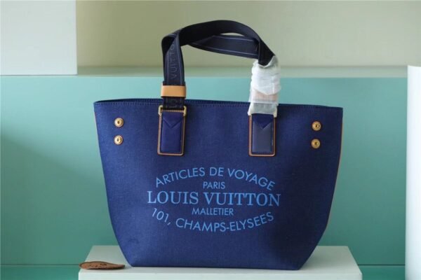 LV Cabas PM Plan Soleil Denim Canvas Blue For Women, WoHandbags 11.8in/30cm LV M94144