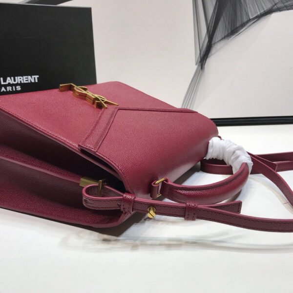 YSSL Cassandra Medium Top Handle Bag In Grain Burgundy For Women 9.6in/24.5cm YSL 578000BOW0W6475 - Image 3