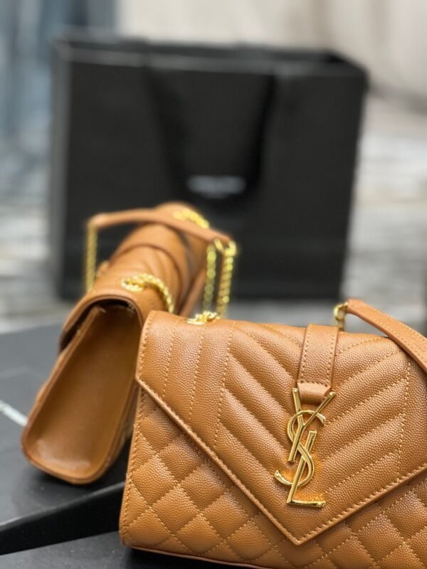 YSSL Small Bag Dark Natural In Mix Matelasse For Women 8.2in/21cm YSL 600195BOW919207 - Image 3