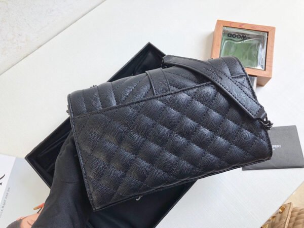YSSL Envelope Small Bag In Mix Matelass?? Grain De Poudre Black For Women 8.2in/21cm YSL 600195BOW981000 - Image 2
