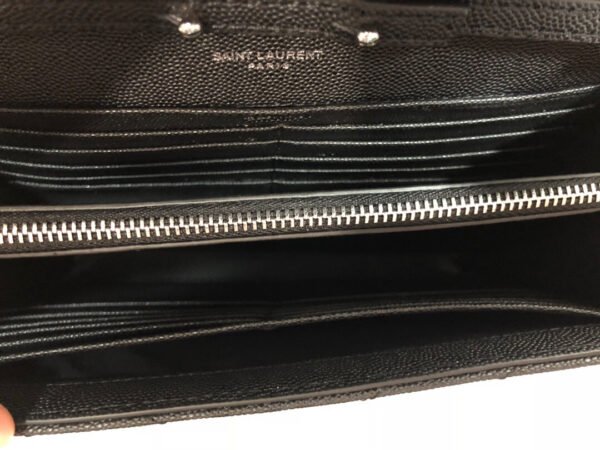 YSSL Cassandre Matelass?? Chain Wallet In Grain De Poudre Embossed Black For Women 8.8in/23cm YSL 377828BOW021000 - Image 7