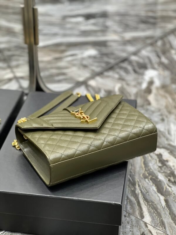 YSSL Envelope Medium Chain Bag Dark Green For Women, Women’s Bags 9.4in/24cm YSL - Image 3